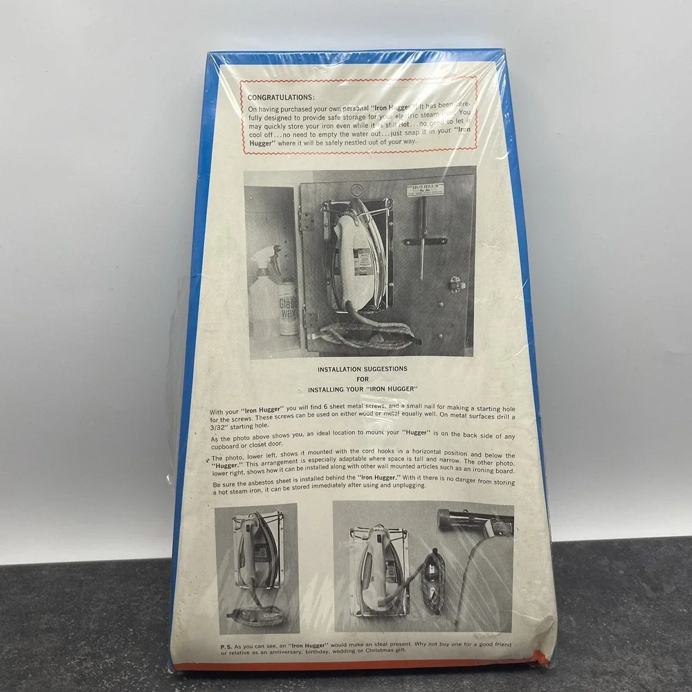 Vintage Clothes Iron Hugger‎ Wall Storage Holder Hanging Original Package Unused